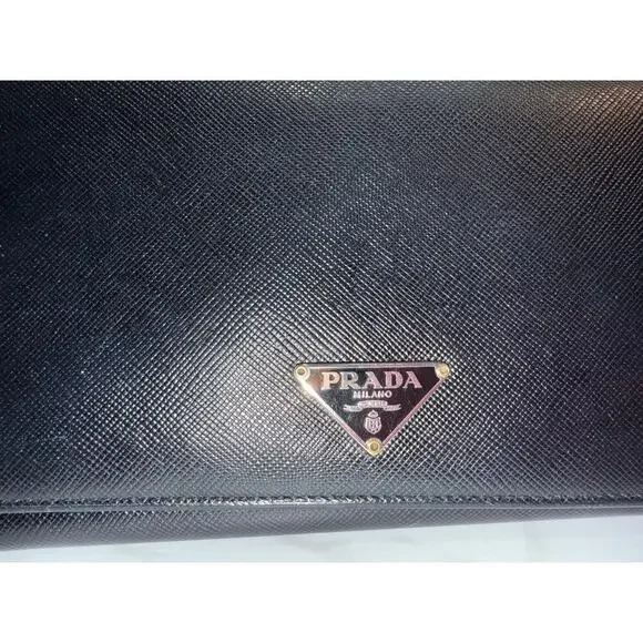Prada Saffiano Continental Flap Wallet in Black - Picture 10 of 12